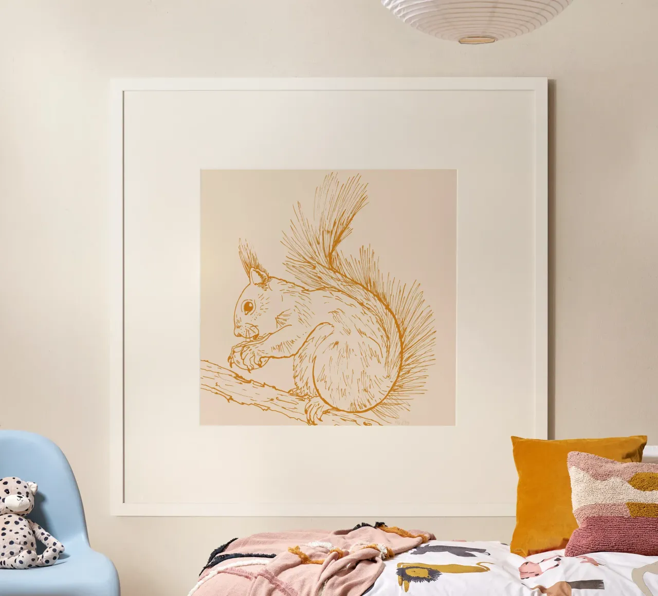 Squirrel with nut - ink illustration hahnemühle by ms.Hey! textildesign