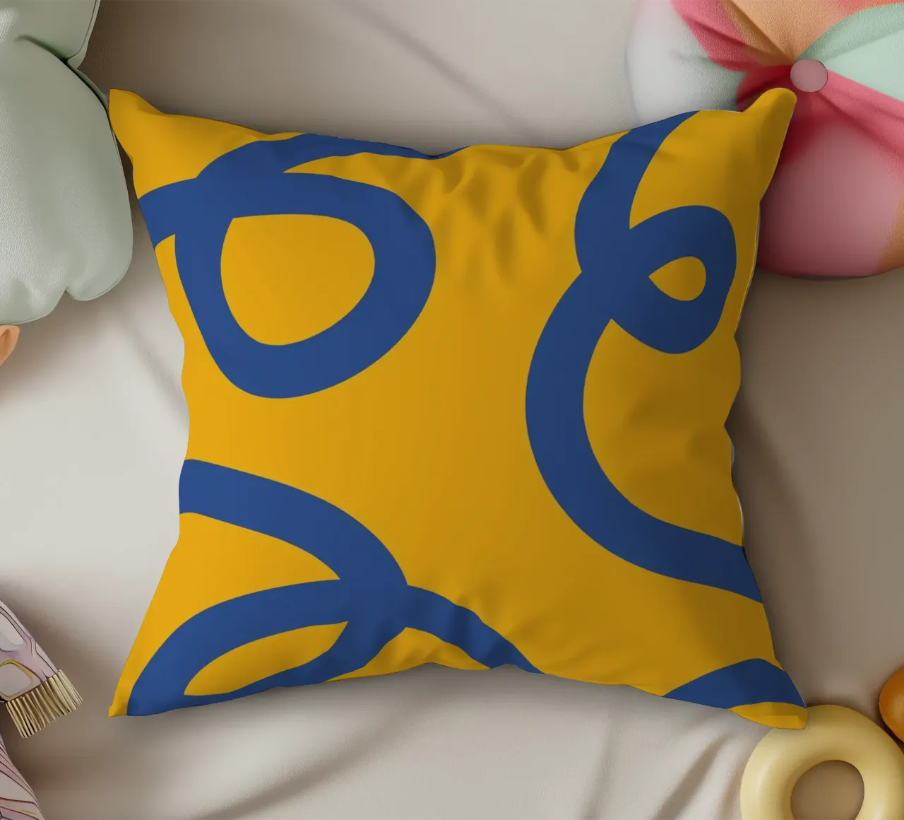 Linea vortice spirale giallo cuscino da galihstudio