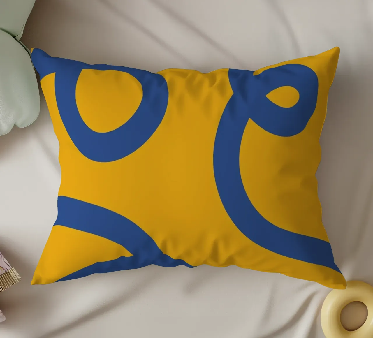 Linea vortice spirale giallo cuscino da galihstudio