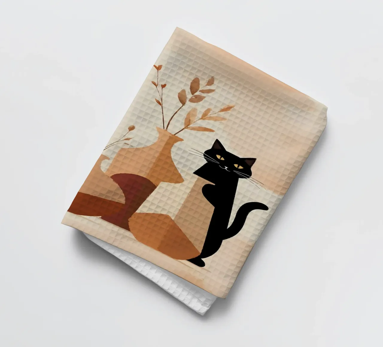 Nature morte minimaliste avec chat noir et vases torchon de Bloom And Brush