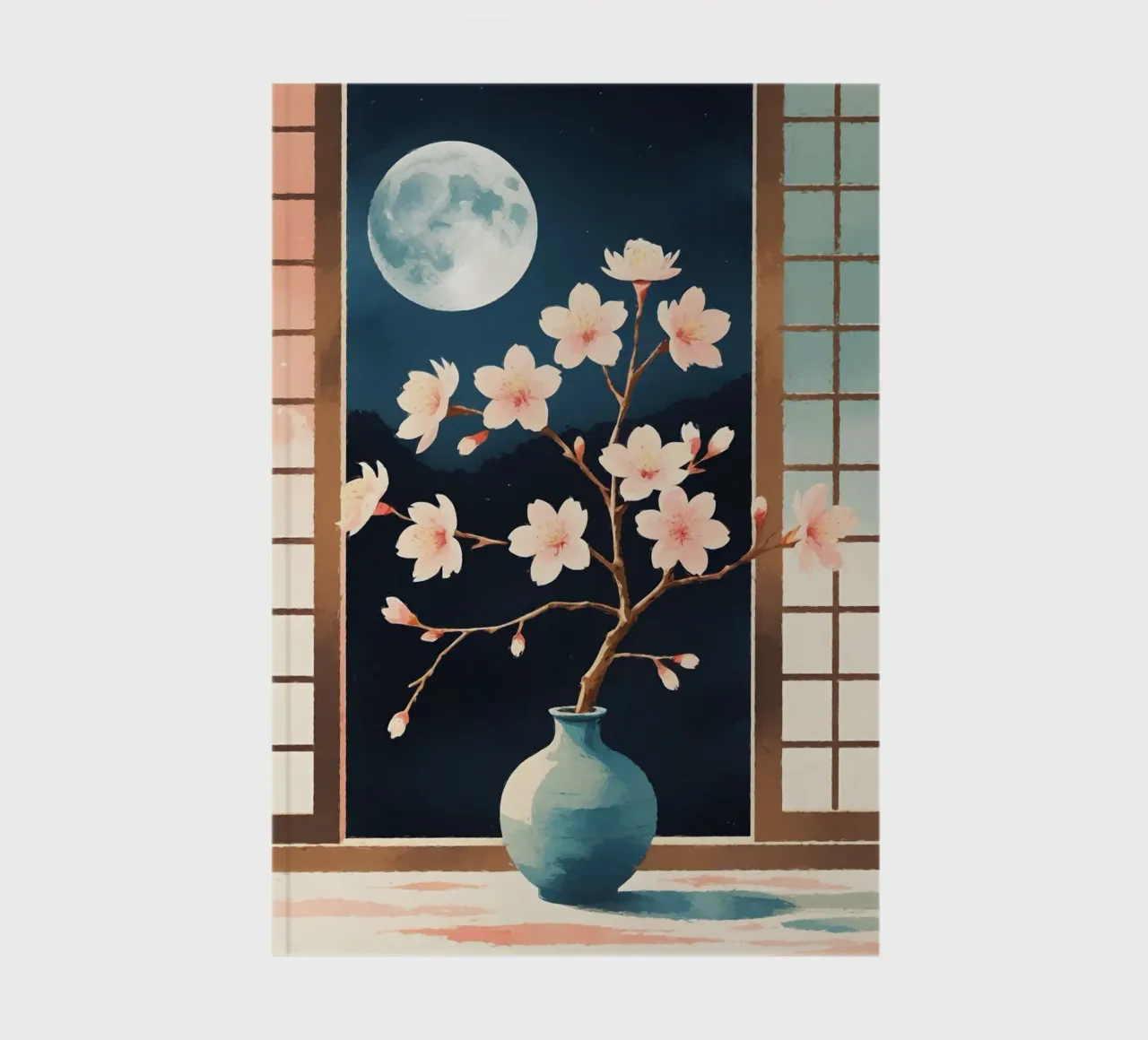 une branche de sakura en fleur dans un vase simple carnet de notes de Bloom And Brush