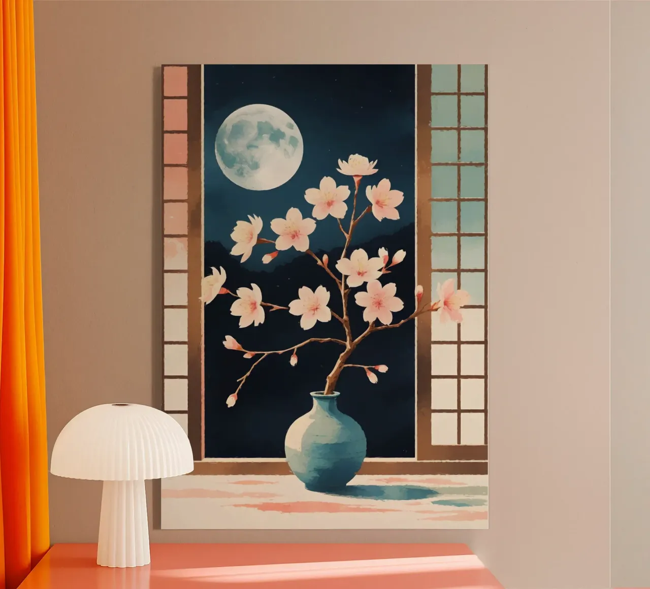 ein blühender Sakura-Zweig in einer einfachen Vase Acryl-Glas von Bloom And Brush