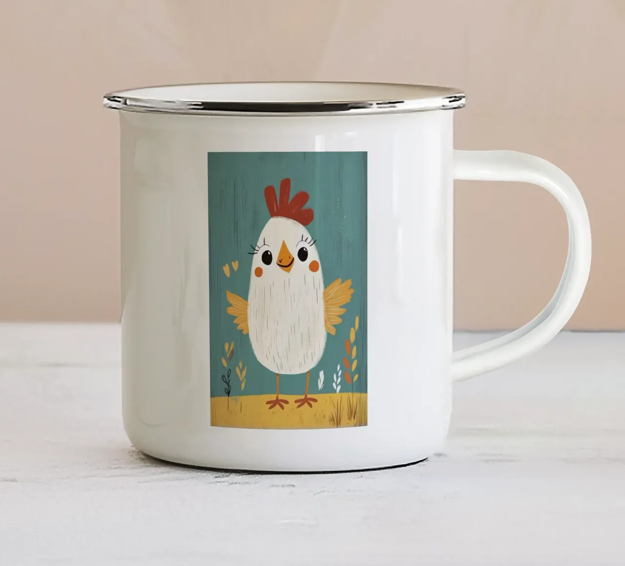 Carino il pollo dei cartoni animati tazza in smalto da ORION