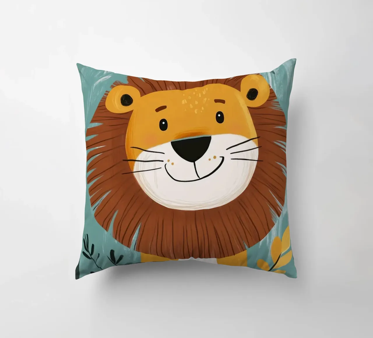 Illustrazione di un leone sorridente cuscino da ORION