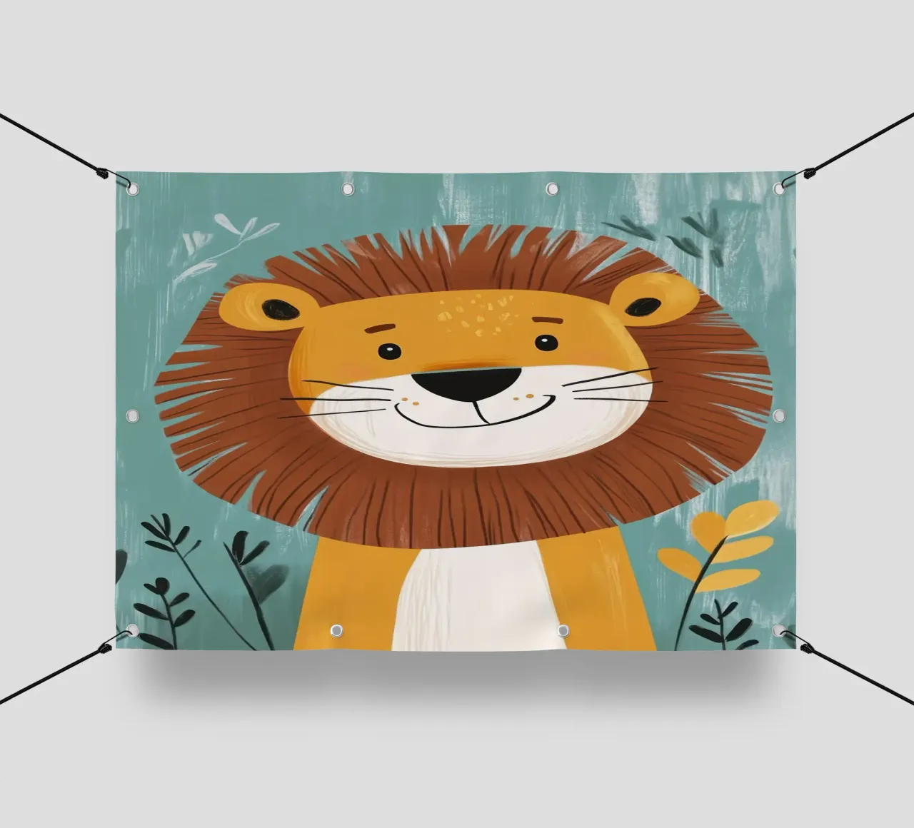 Illustrazione di un leone sorridente telo in pvc da ORION