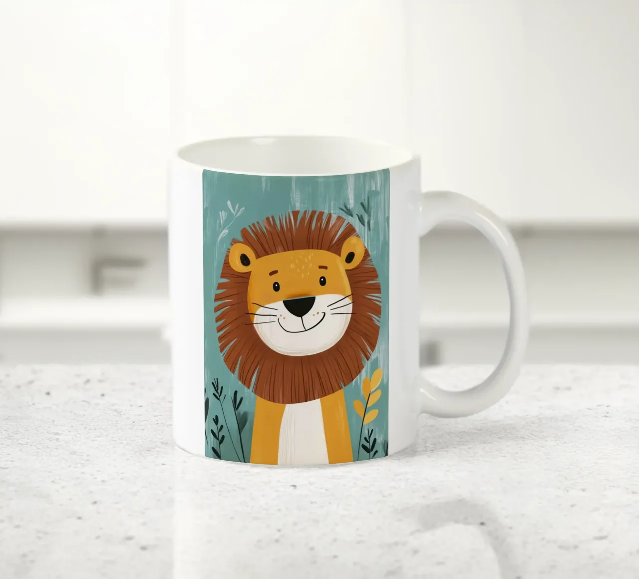 Illustrazione di un leone sorridente tazza in ceramica da ORION