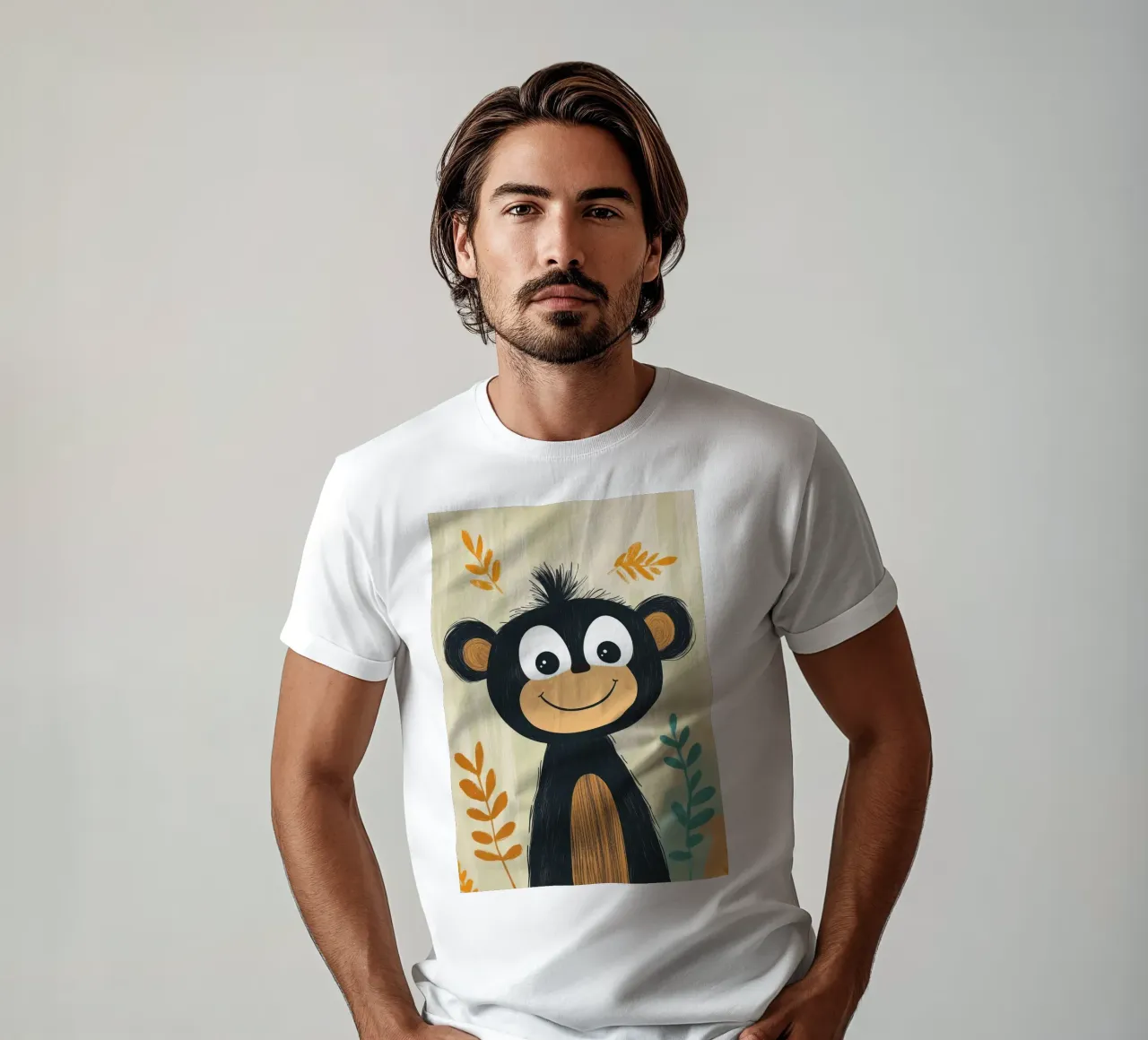 Illustrazione di una scimmia sorridente t-shirt da ORION