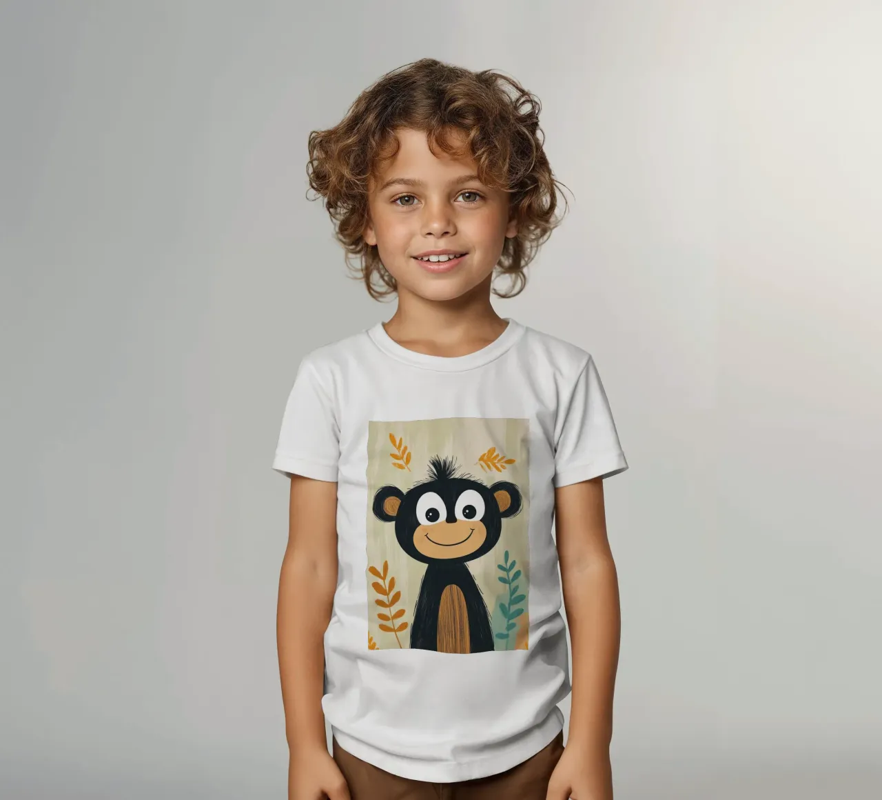 Illustrazione di una scimmia sorridente t-shirt bambini da ORION