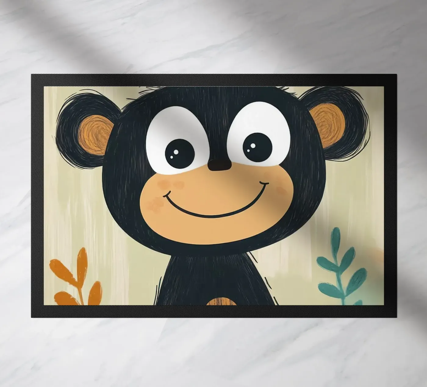Smiling Monkey Illustration doormat by ORION