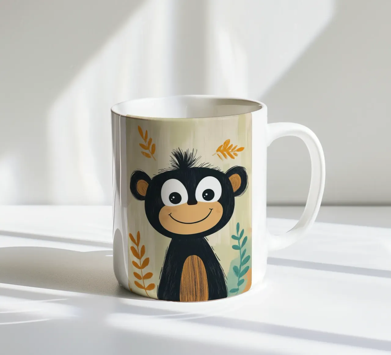 Smiling Monkey Illustration ceramic mug by ORION