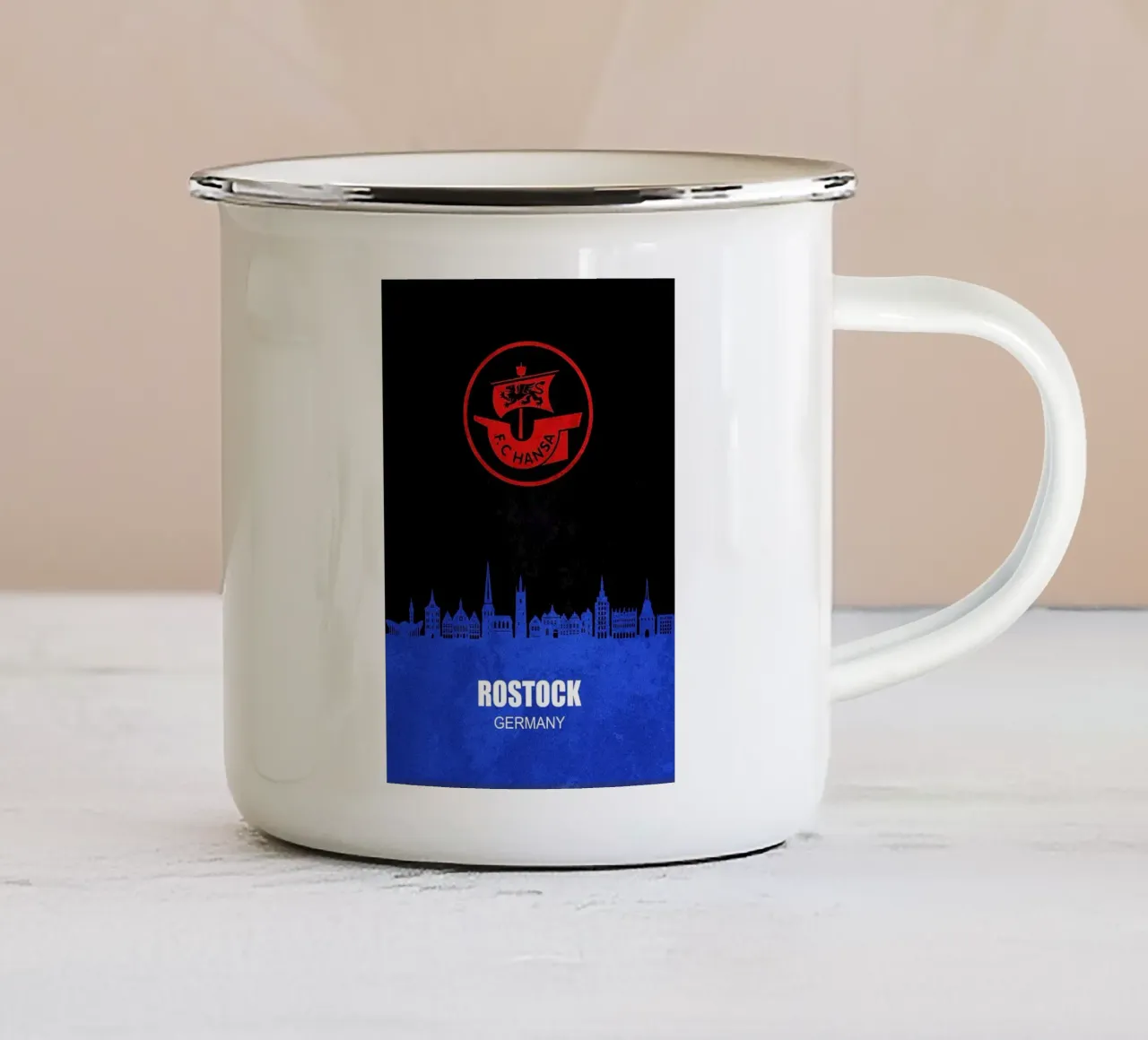 L'orizzonte di Hansa Rostock tazza in smalto da kakaka