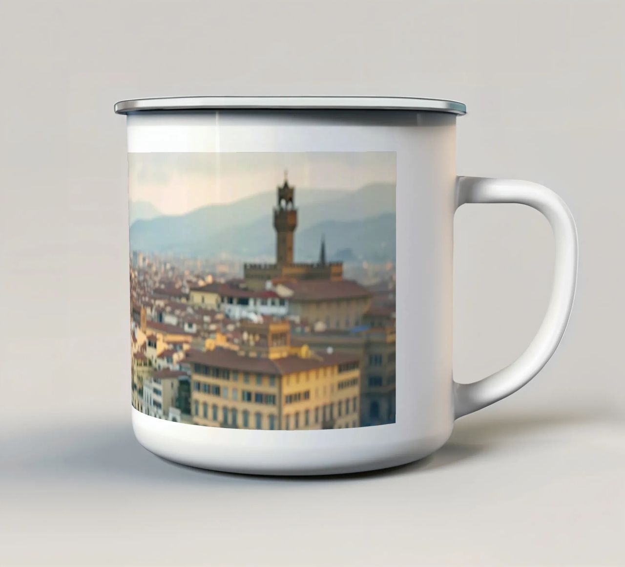 Caffè a Firenze tazza in smalto da M-Ulrich-Digital Art