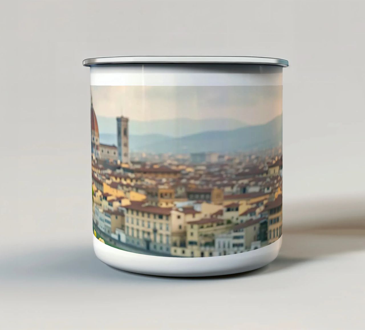 Caffè a Firenze tazza in smalto da M-Ulrich-Digital Art