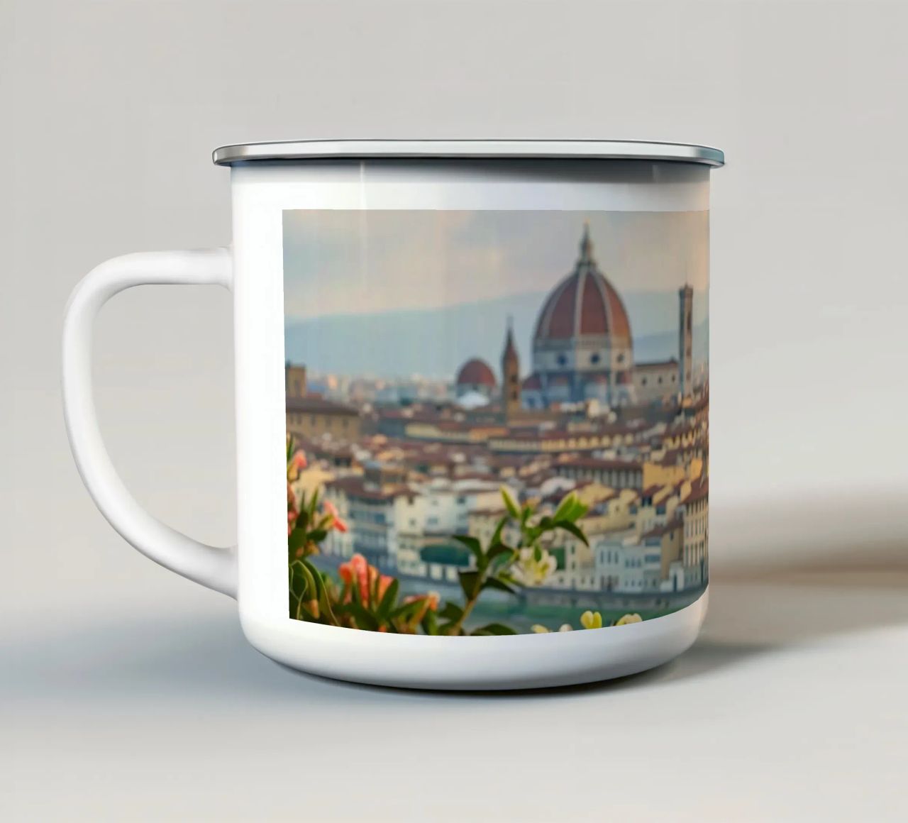 Caffè a Firenze tazza in smalto da M-Ulrich-Digital Art