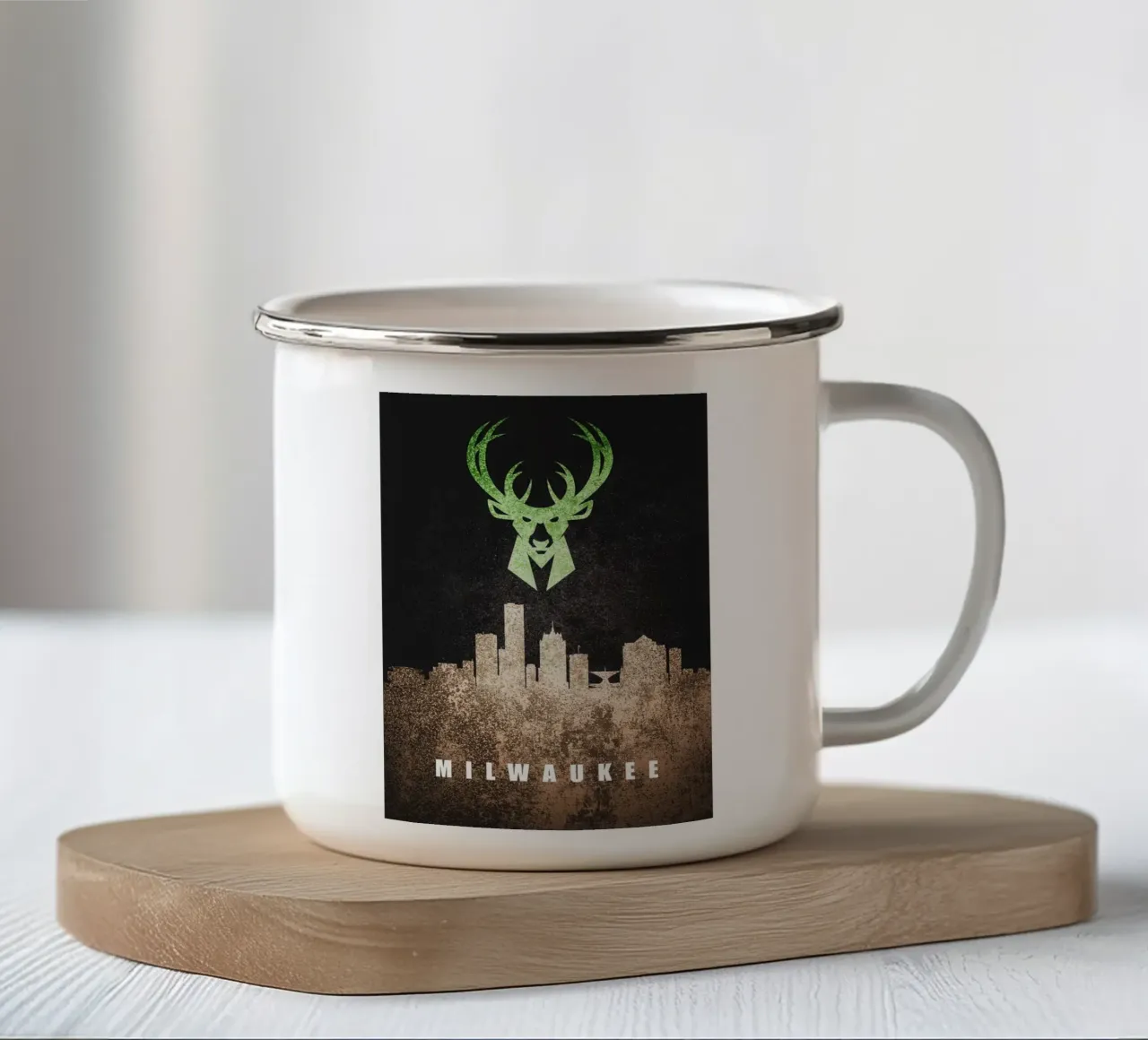 Skyline della città di Milwaukee tazza in smalto da kakaka