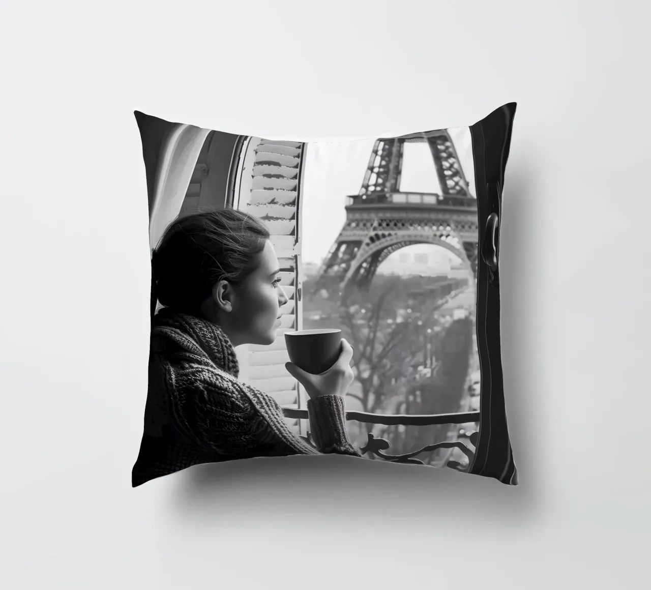 Kaffeepause a Parigi cuscino da M-Ulrich-Digital Art