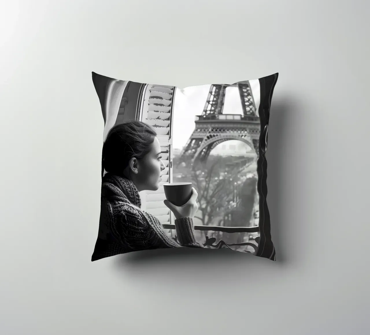 Kaffeepause a Parigi cuscino da M-Ulrich-Digital Art