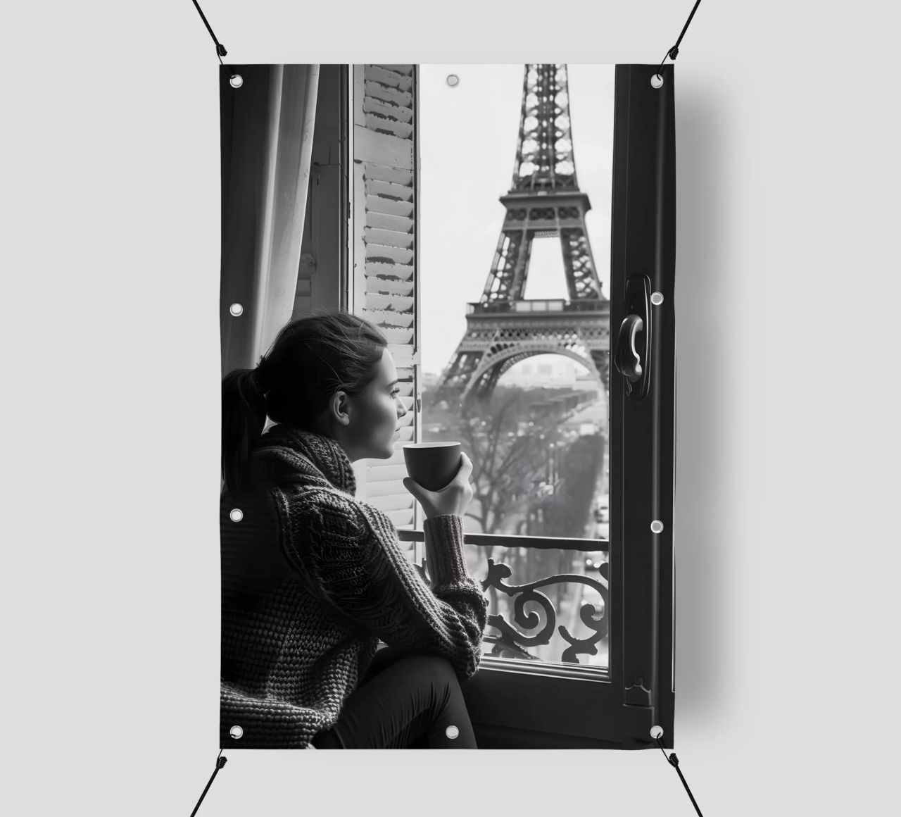 Kaffeepause a Parigi telo in pvc da M-Ulrich-Digital Art