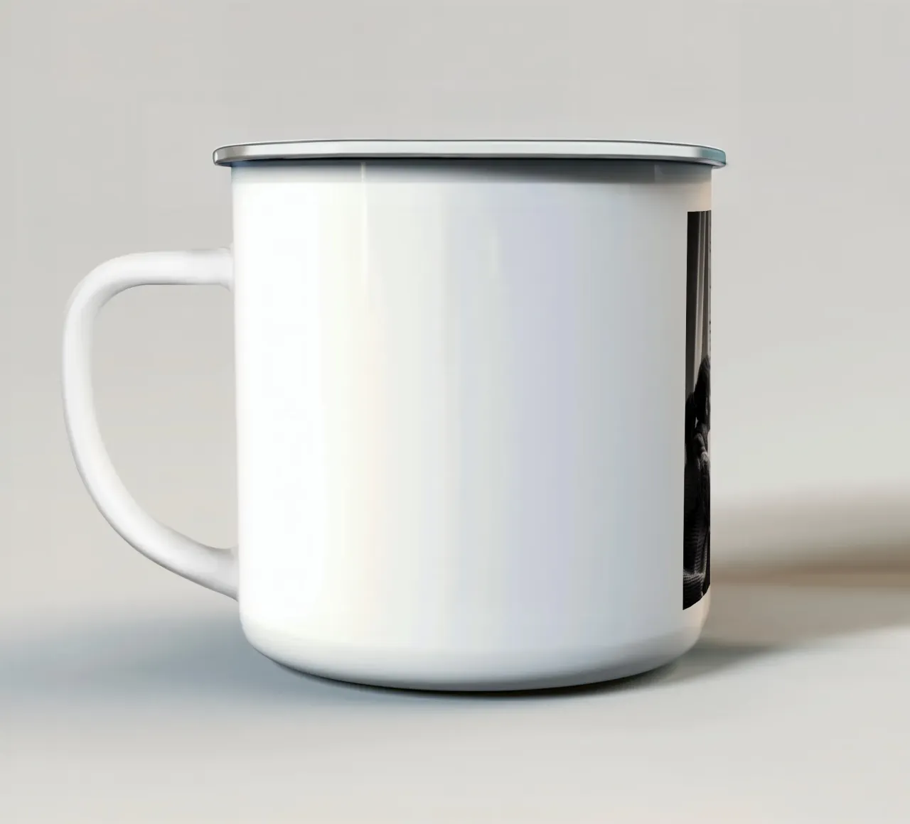 Kaffeepause in Paris enamel mug by M-Ulrich-Digital Art