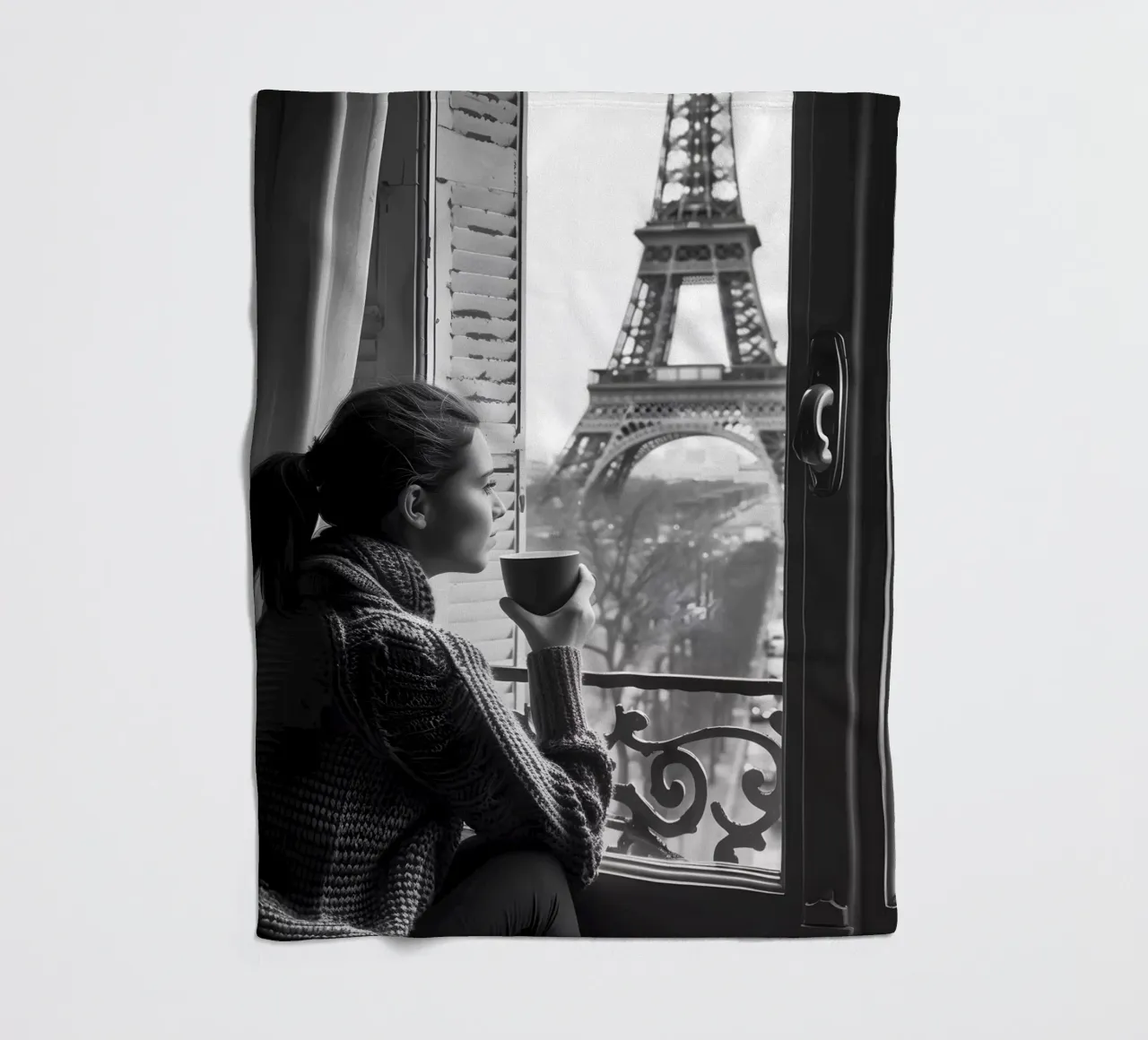 Kaffeepause a Parigi coperta in pile da M-Ulrich-Digital Art