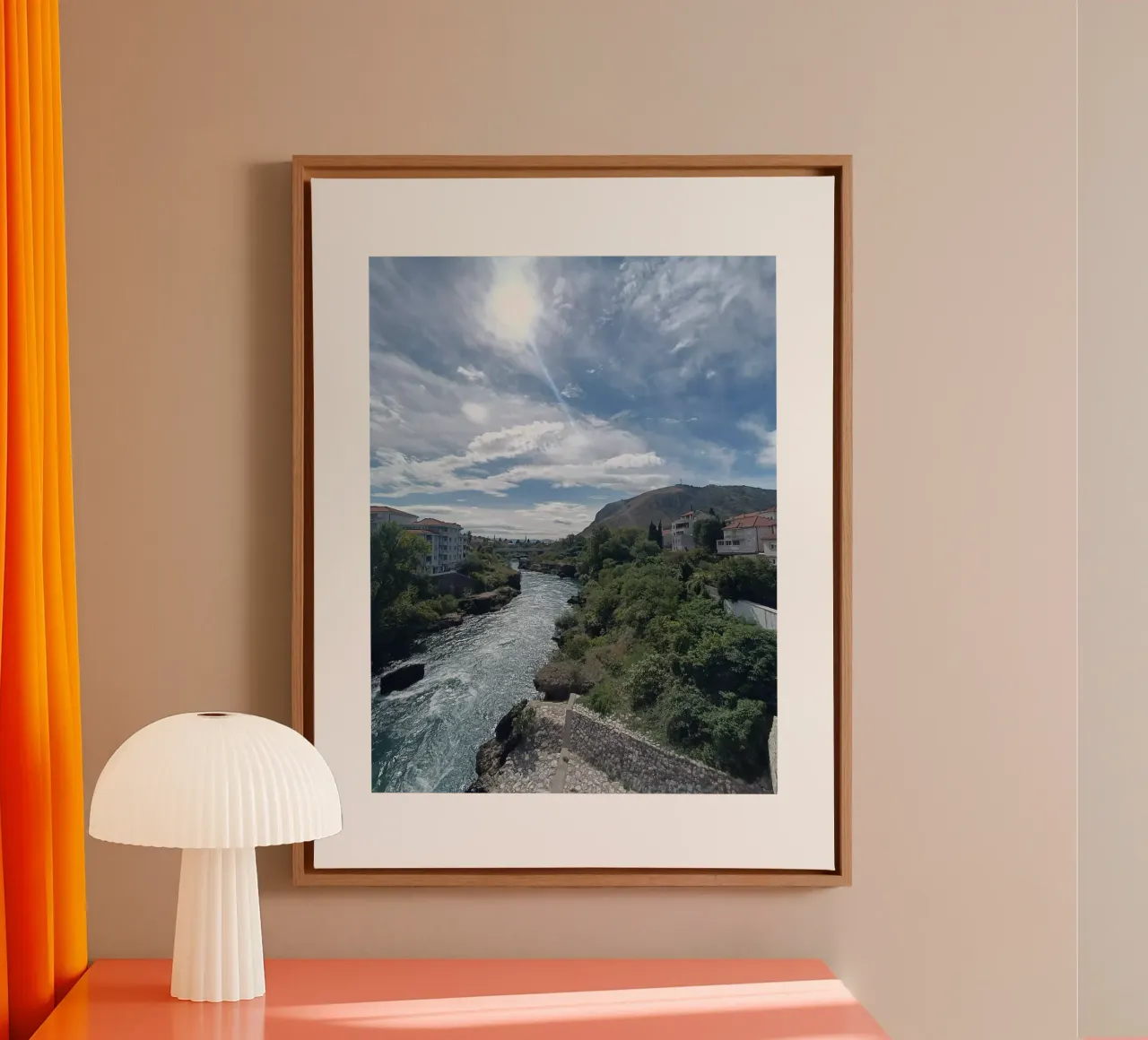 Mostar Neretva tela con Cornice a cassetta da Tonki