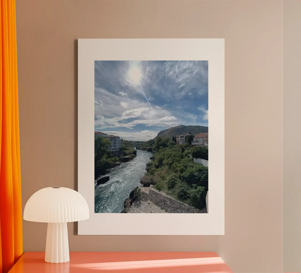 Mostar Neretva tela con Cornice a cassetta da Tonki