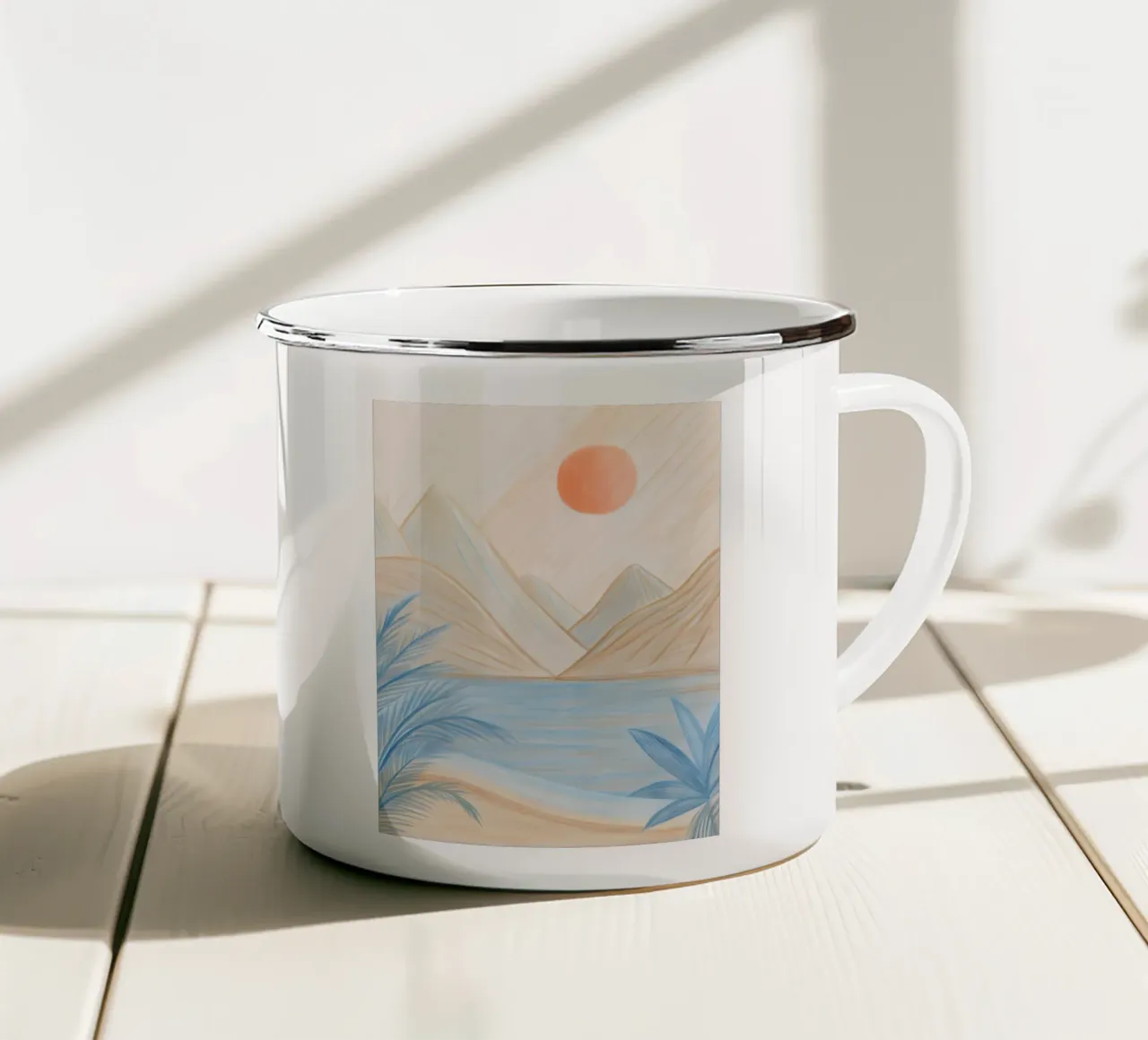 Kust Zonsondergang Serenity emaille mok van Artistic-shop