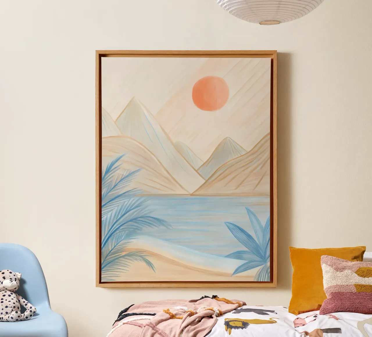 Kust Zonsondergang Serenity canvas met Baklijst van Artistic-shop