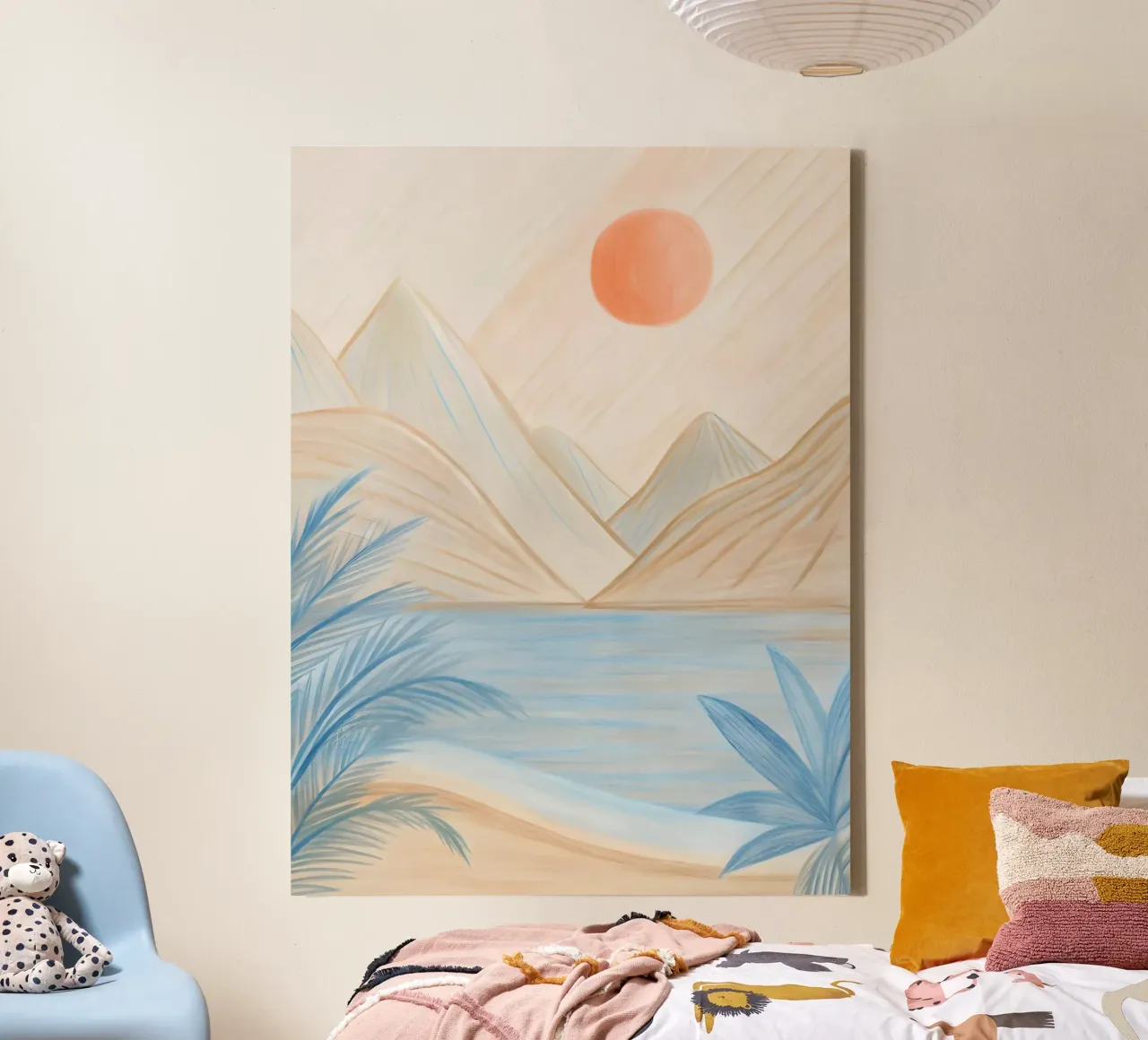 Kust Zonsondergang Serenity canvas met Baklijst van Artistic-shop