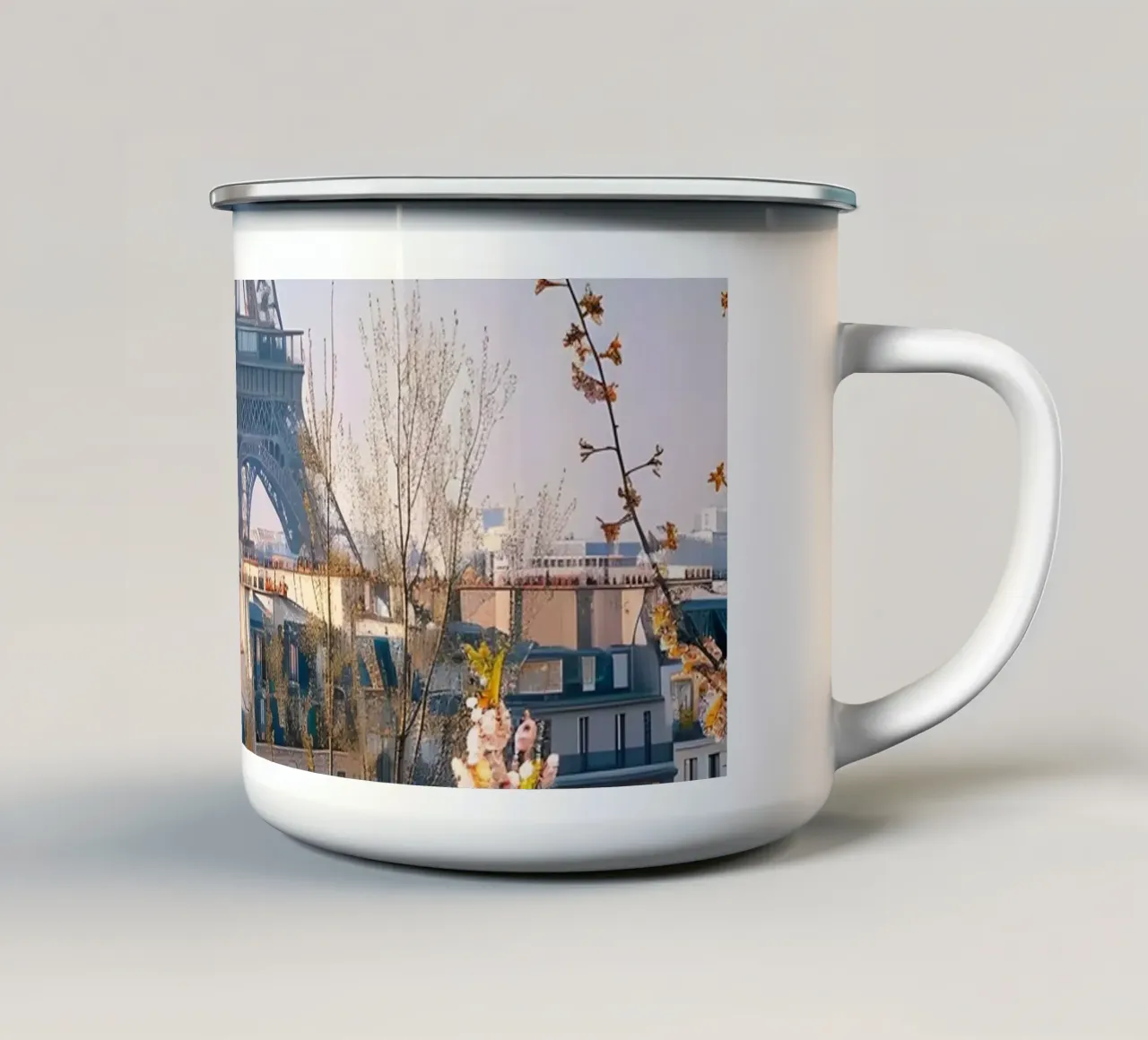 Primavera a Parigi tazza in smalto da M-Ulrich-Digital Art