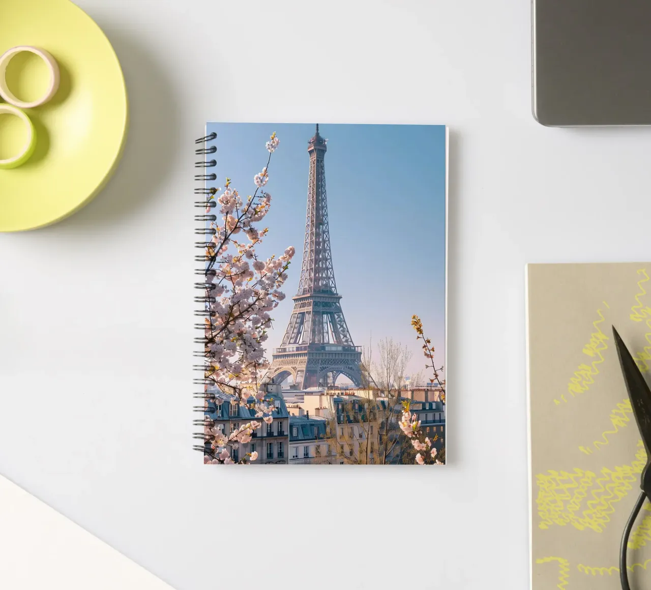 Spring in Paris spiral notebook by M-Ulrich-Digital Art