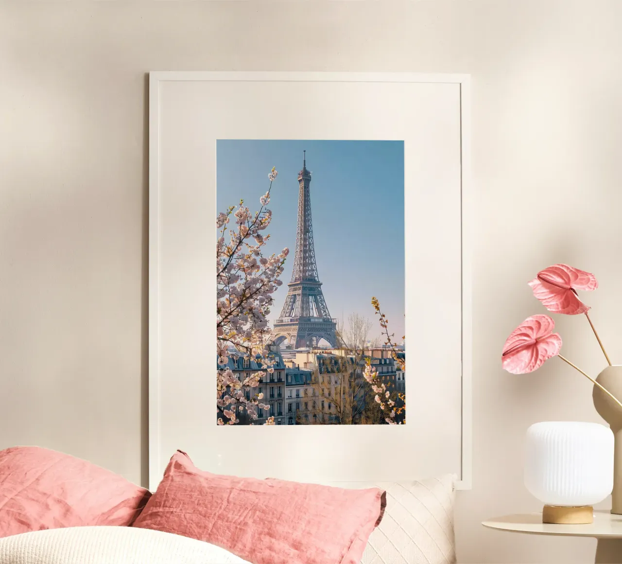 Primavera a Parigi poster con telaio in legno da M-Ulrich-Digital Art