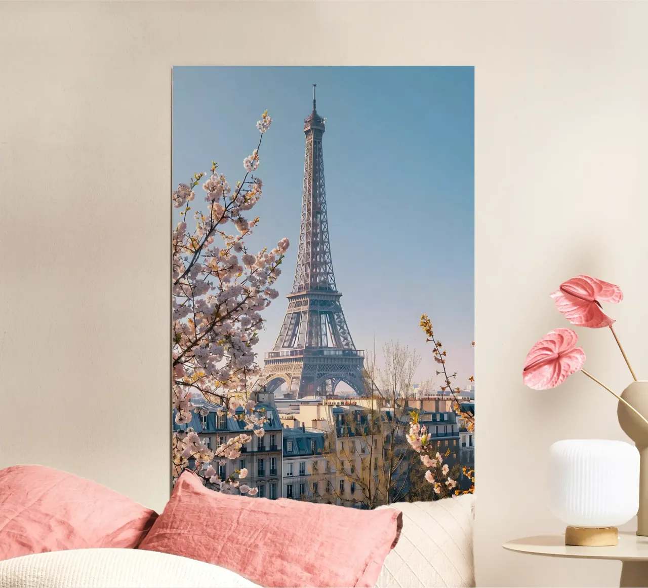 Primavera a Parigi poster con telaio in legno da M-Ulrich-Digital Art