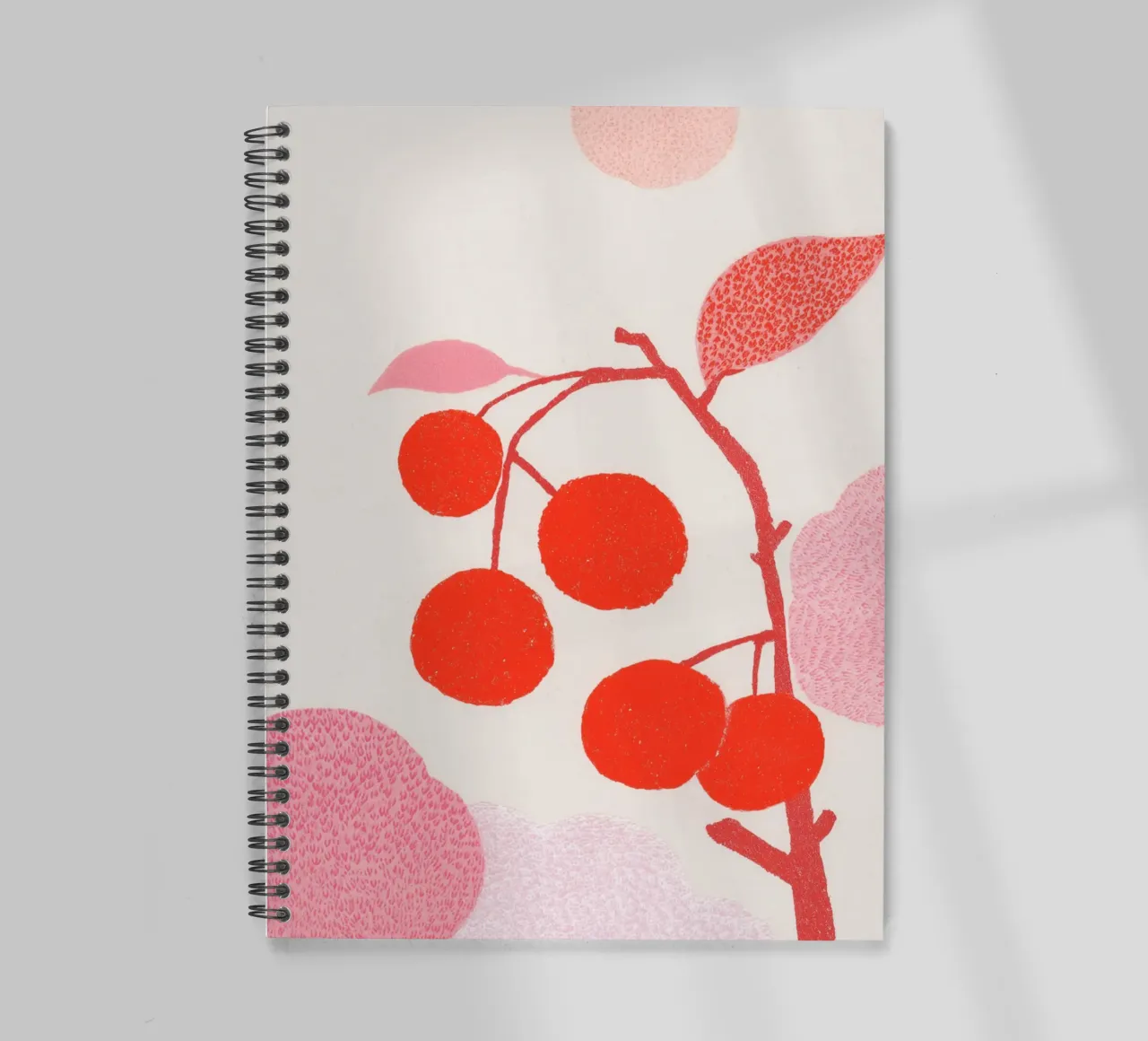 Cherries pattern game spiral notebook by Carinaprint
