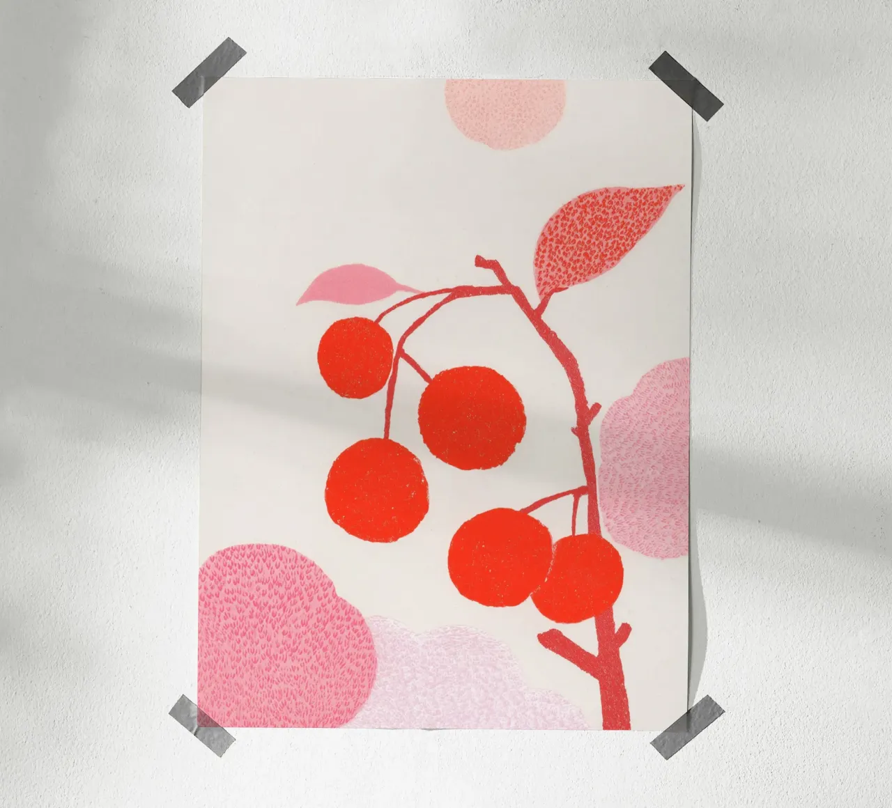 Cherries pattern game poster by Carinaprint