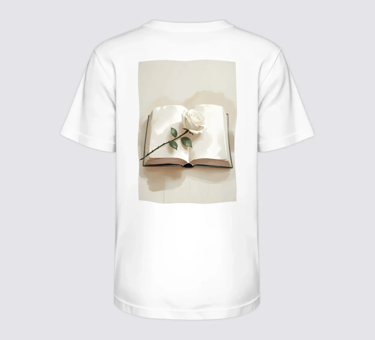 Un'illustrazione digitale minimalista di un libro aperto, con un si t-shirt bambini da Bloom And Brush