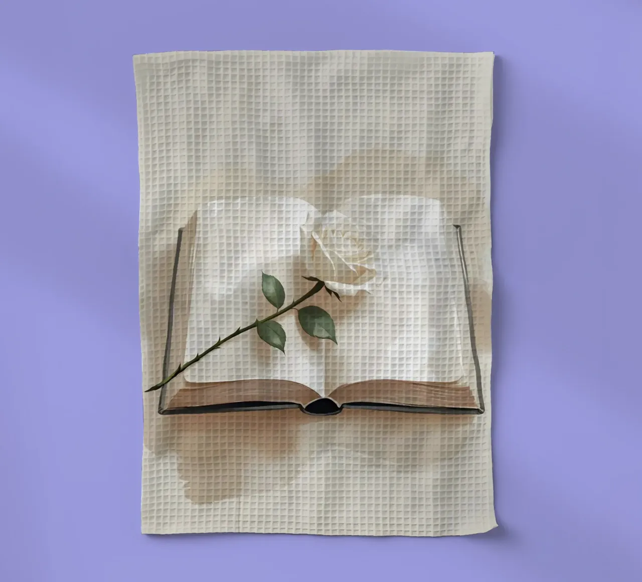 Un'illustrazione digitale minimalista di un libro aperto, con un si canovaccio da cucina da Bloom And Brush