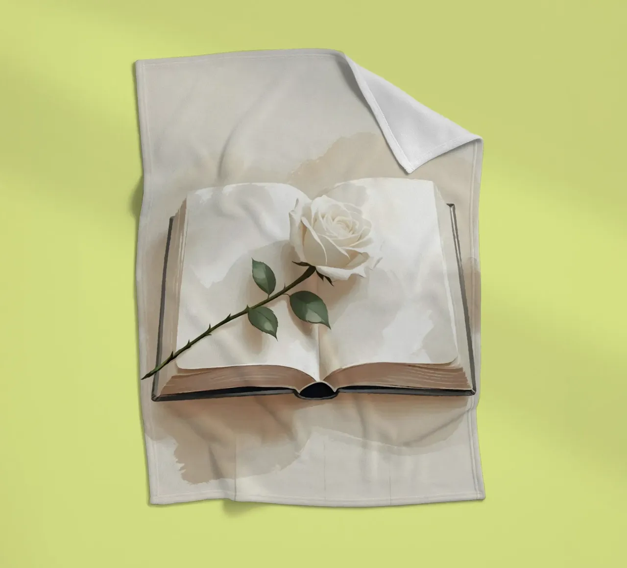 Un'illustrazione digitale minimalista di un libro aperto, con un si coperta in pile da Bloom And Brush
