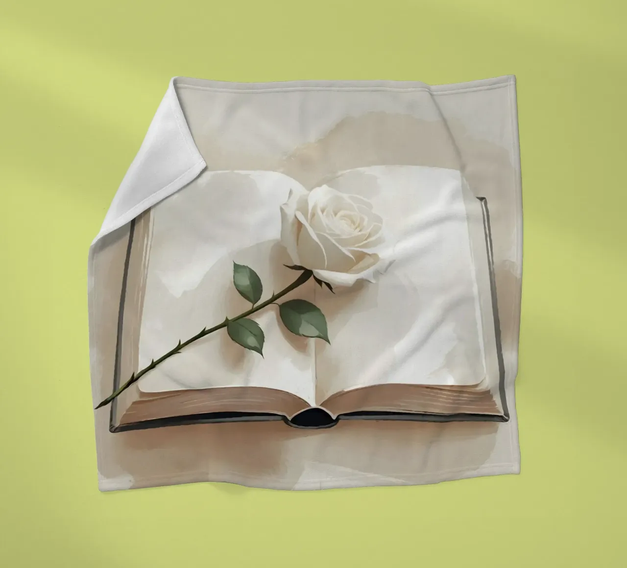 Un'illustrazione digitale minimalista di un libro aperto, con un si coperta in pile da Bloom And Brush