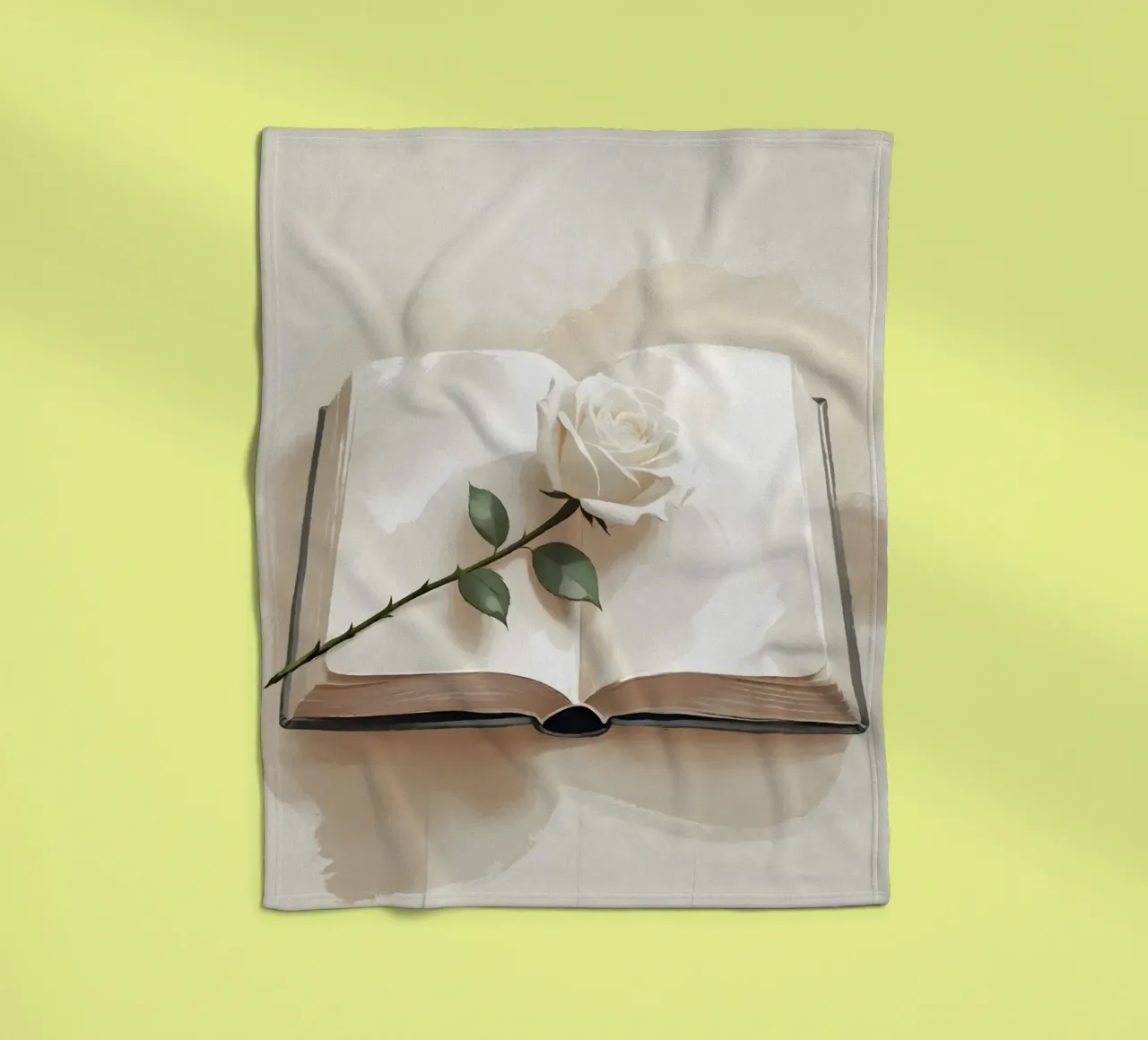 Un'illustrazione digitale minimalista di un libro aperto, con un si coperta in pile da Bloom And Brush