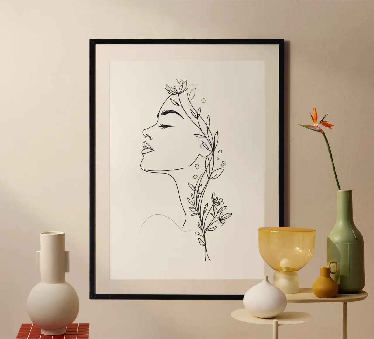 Ritratto di donna con fiori carta hahnemühle da Bloom And Brush