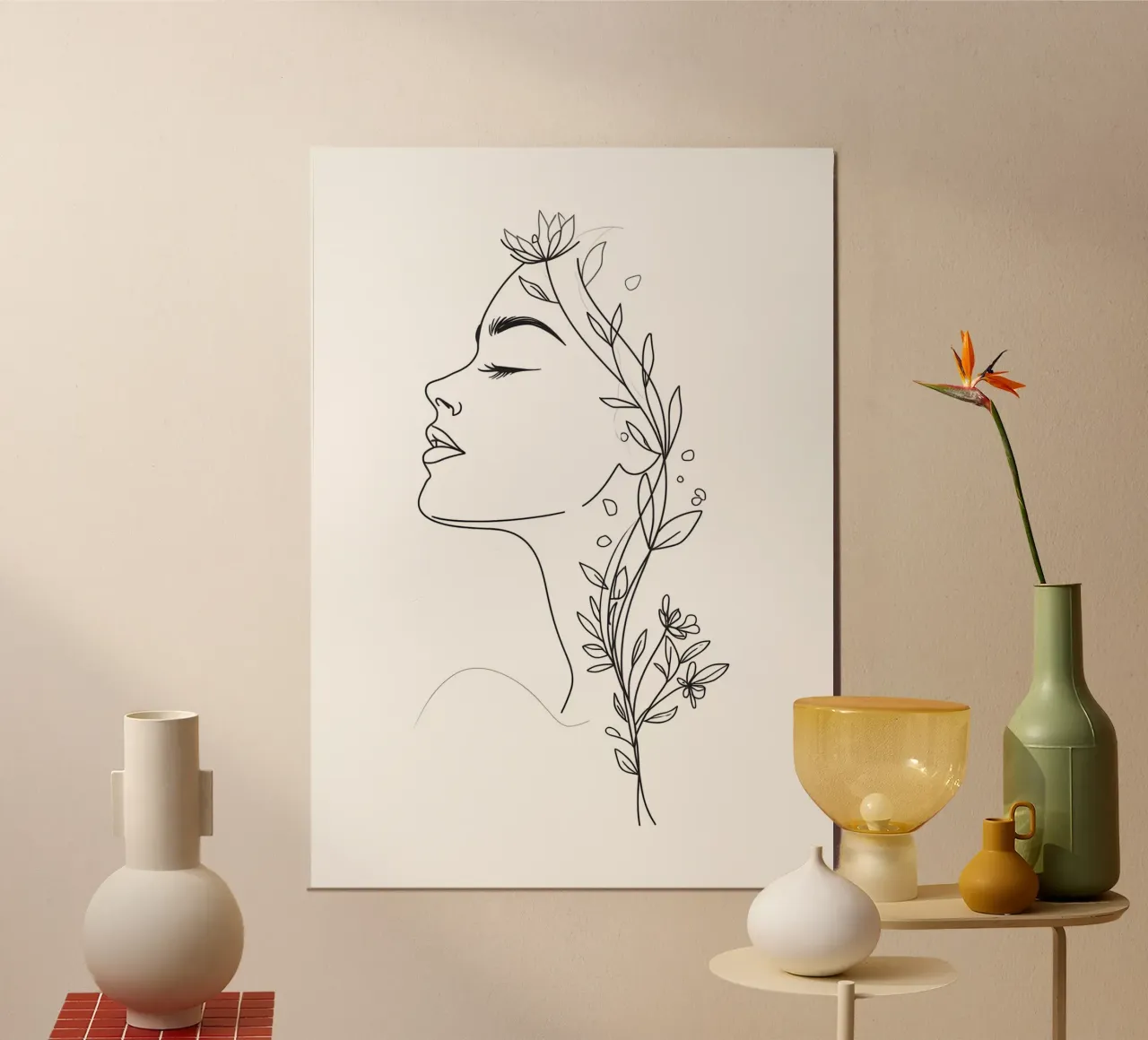 Ritratto di donna con fiori carta hahnemühle da Bloom And Brush
