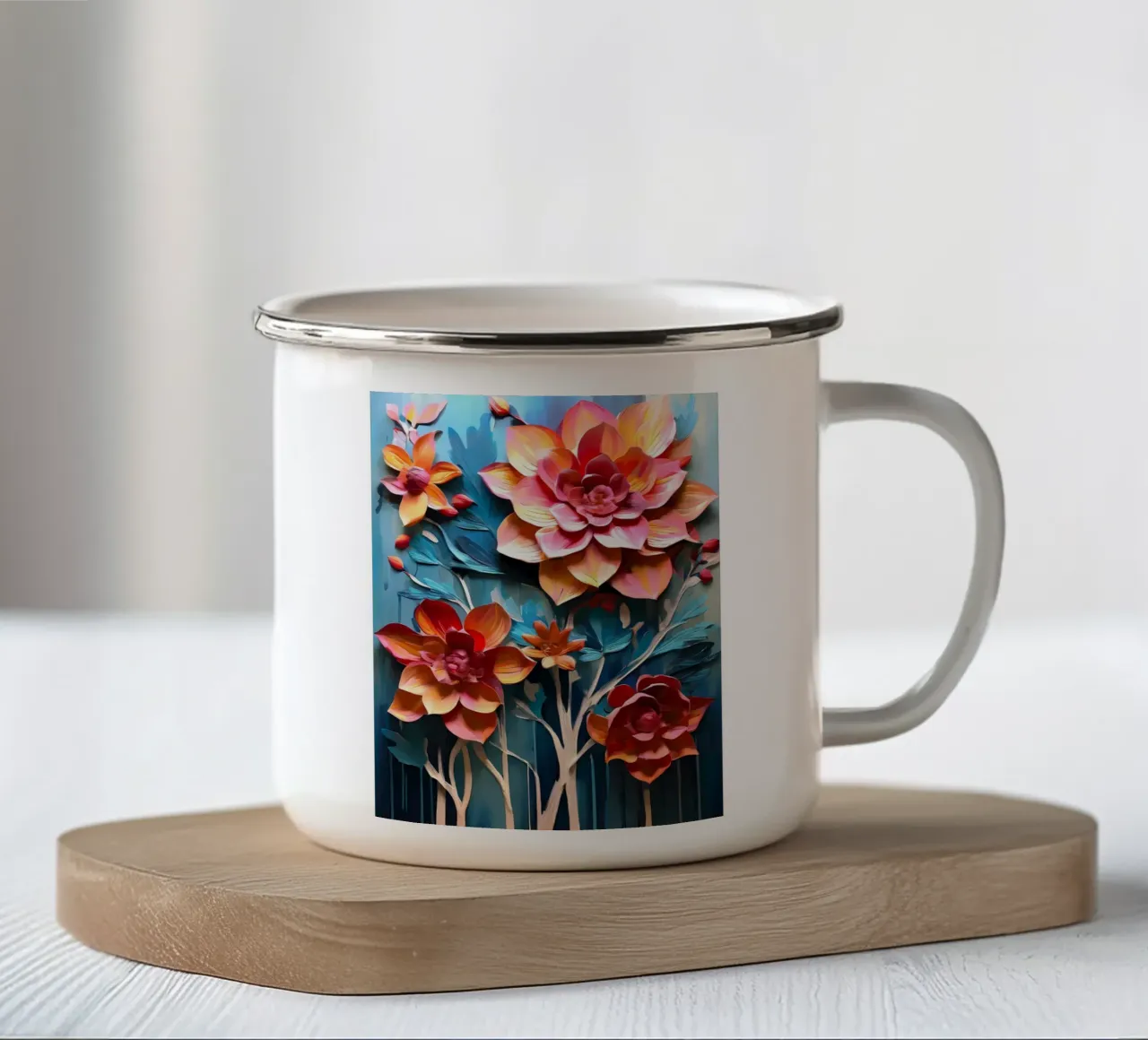 Arazzo floreale vibrante tazza in smalto da Artistic-shop