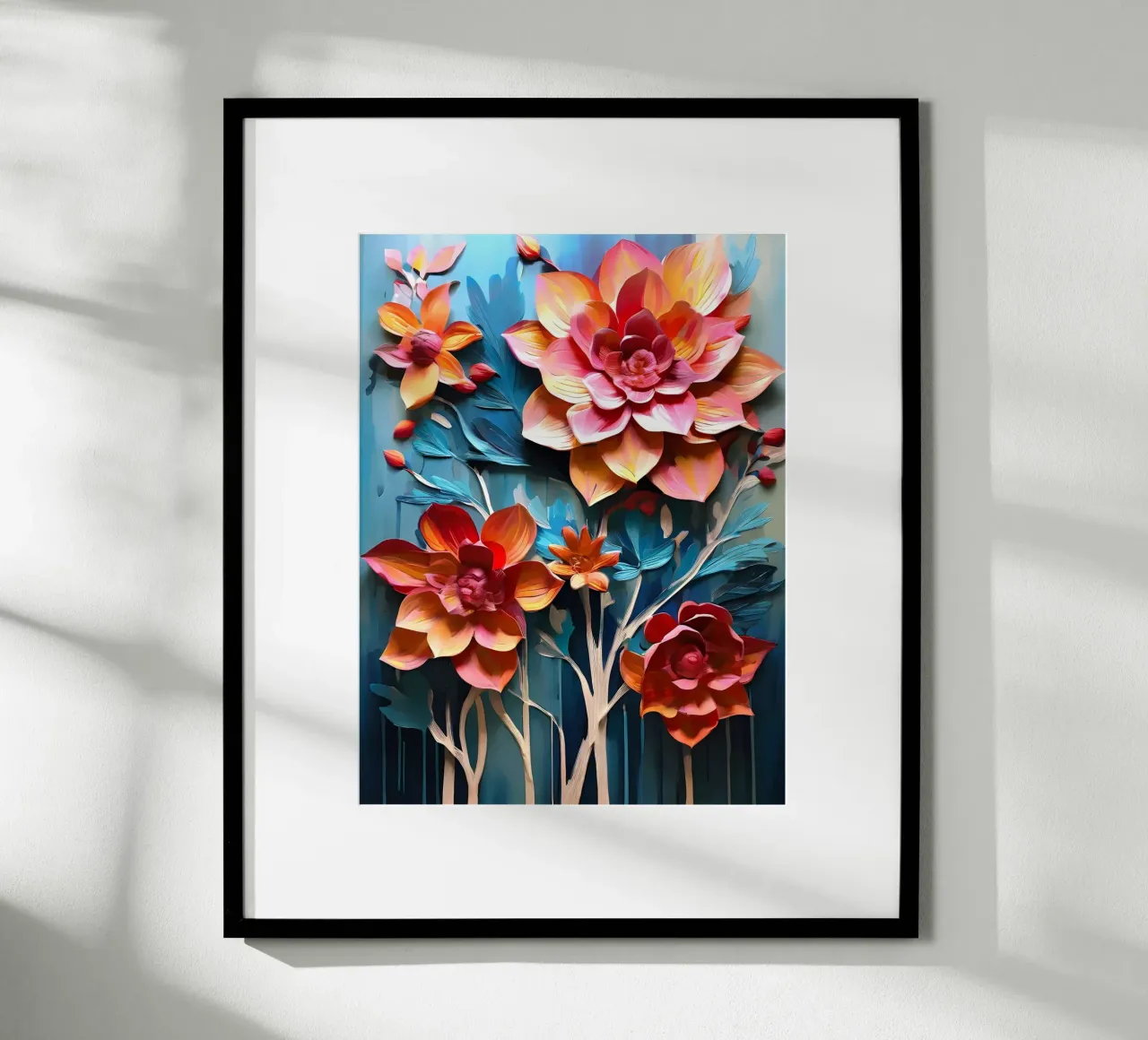Lebendiger Blumenteppich Poster mit Holzrahmen von Artistic-shop