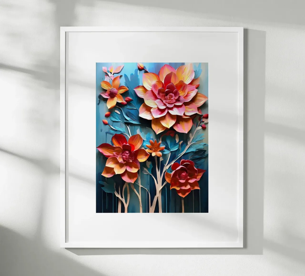Lebendiger Blumenteppich Poster mit Holzrahmen von Artistic-shop