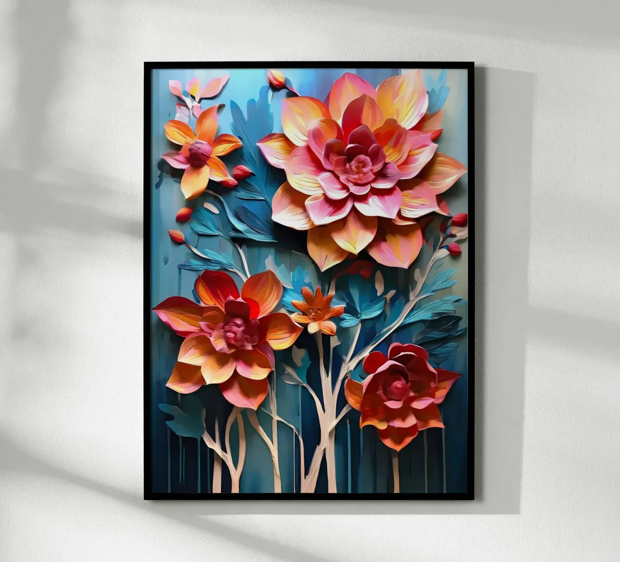 Lebendiger Blumenteppich Poster mit Holzrahmen von Artistic-shop