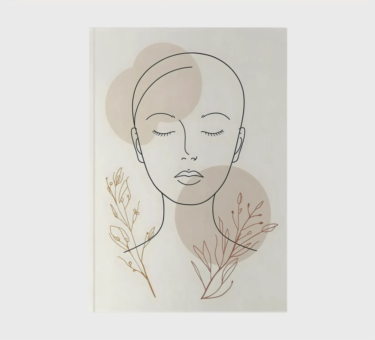 Portrait au trait d'une femme avec des fleurs carnet de notes de Bloom And Brush