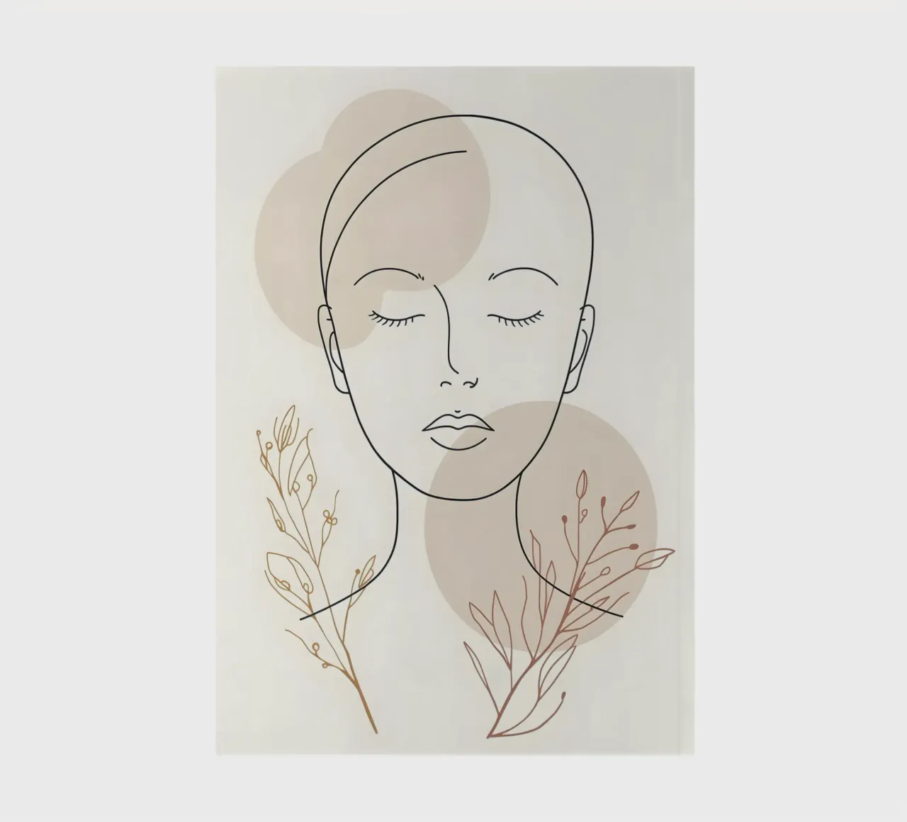 Portrait au trait d'une femme avec des fleurs carnet de notes de Bloom And Brush