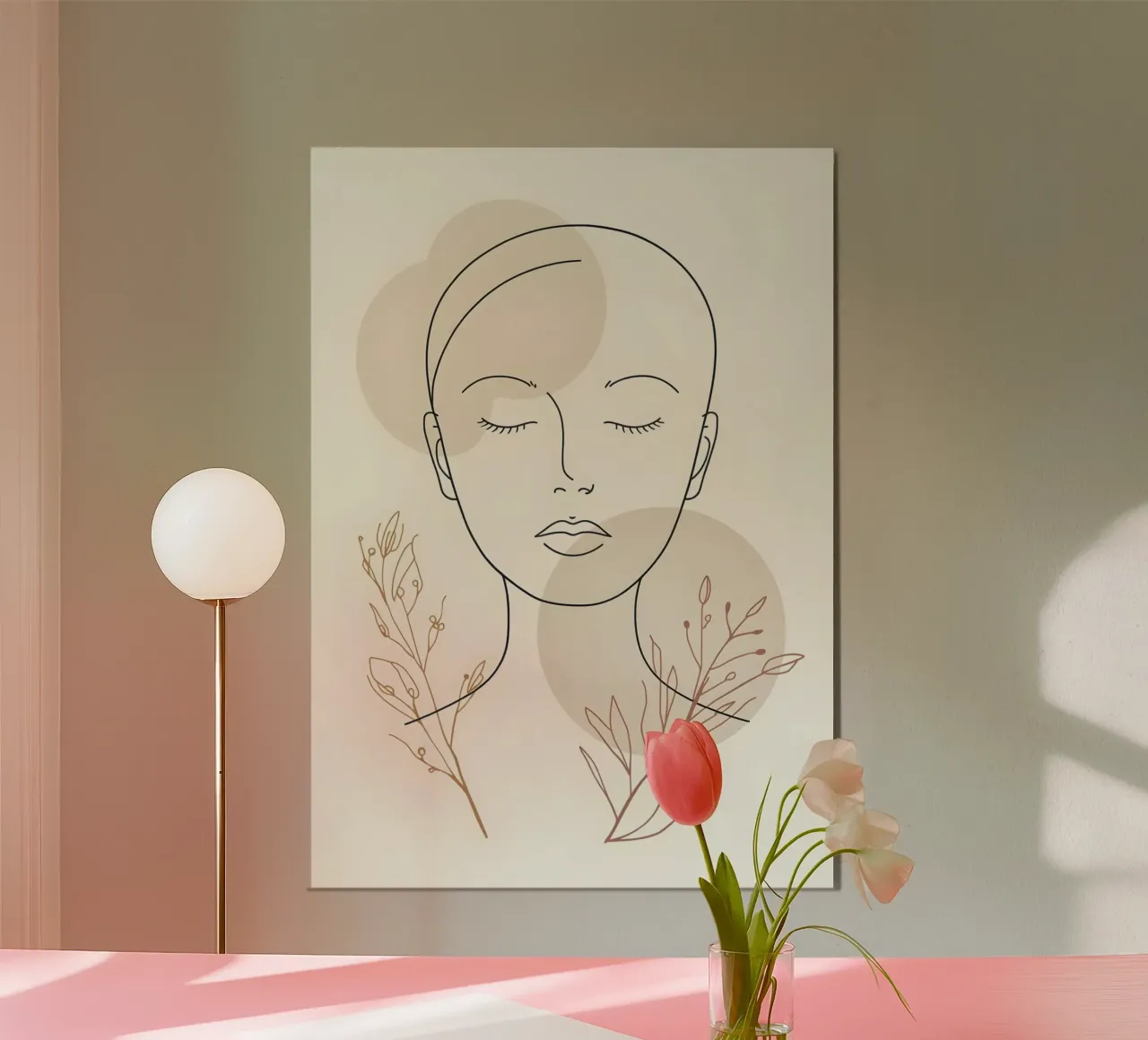Portrait au trait d'une femme avec des fleurs hahnemühle de Bloom And Brush