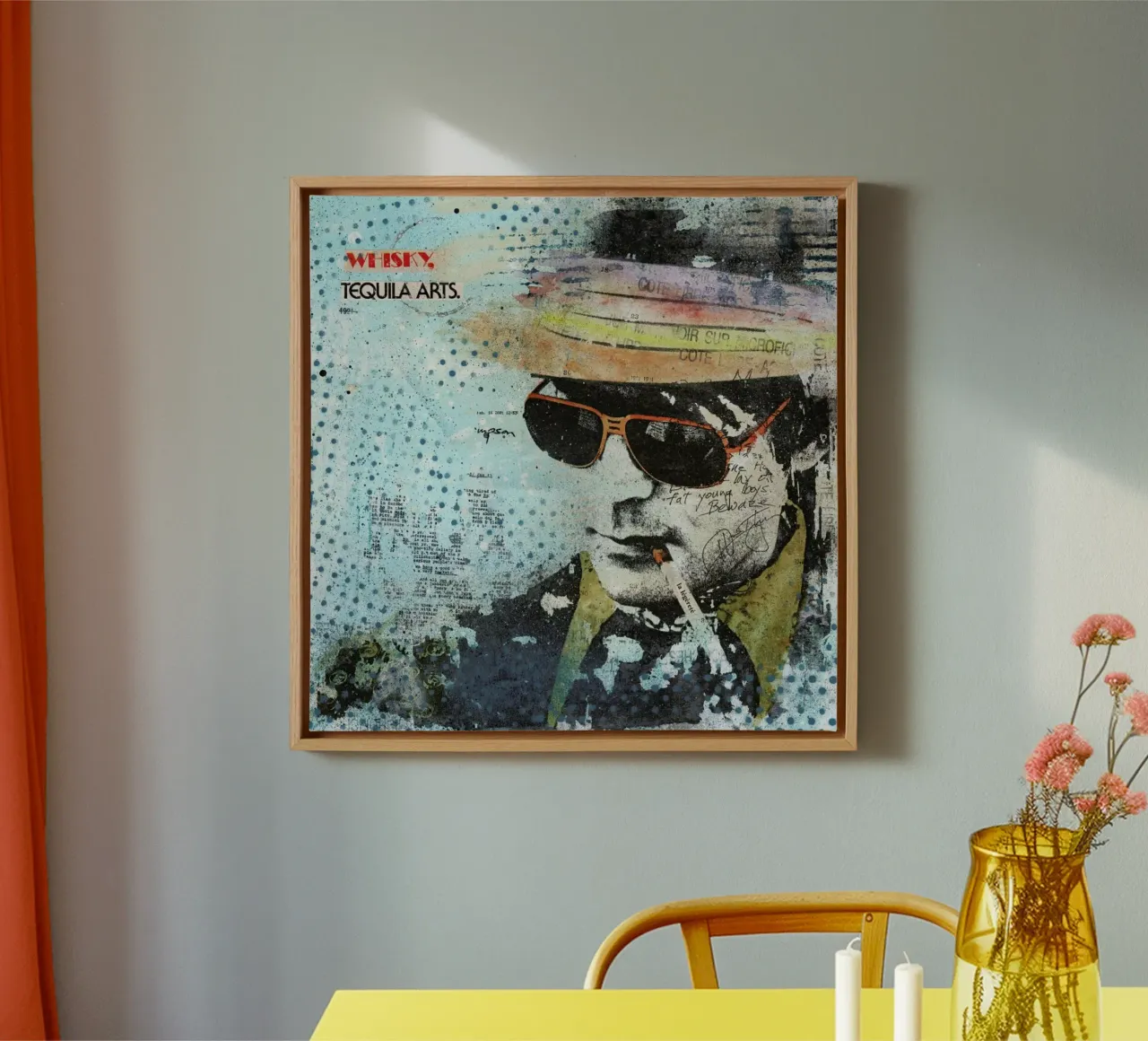 Hunter S Thompson canvas met Baklijst van Tameo